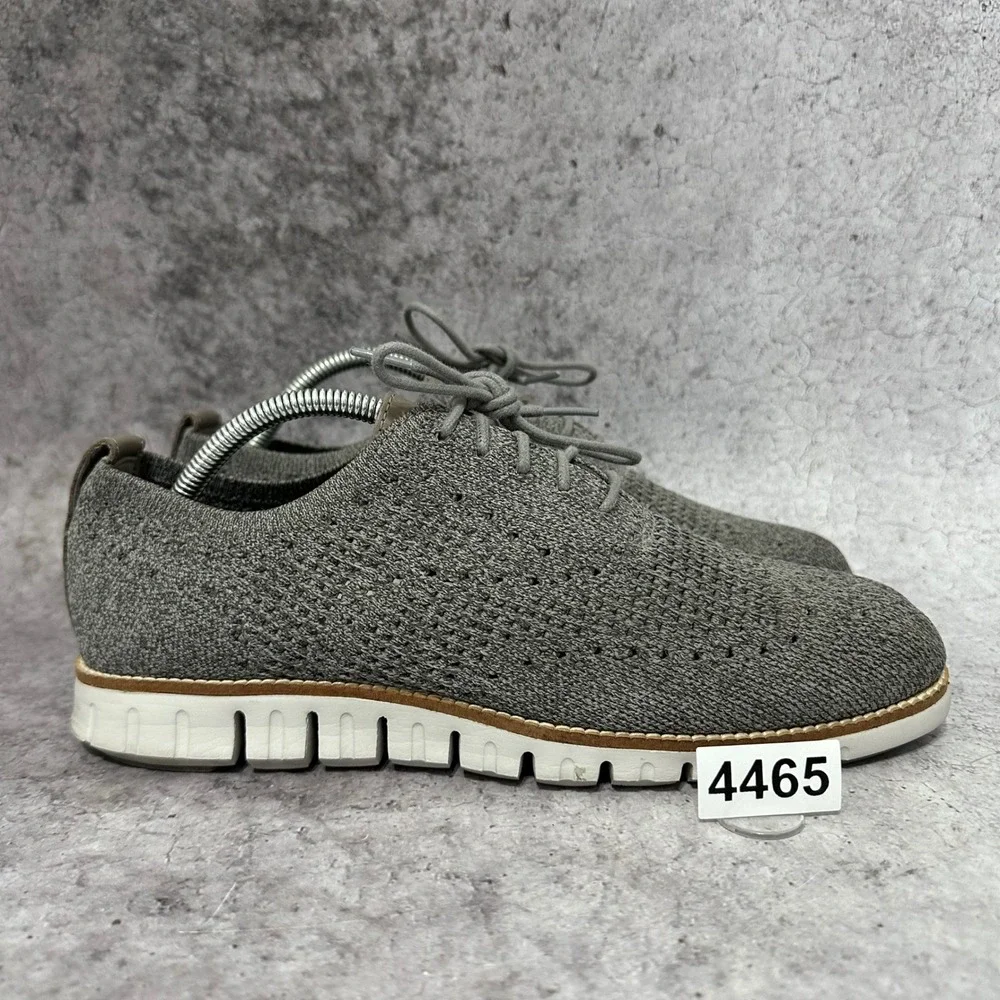 Cole Haan Zerogrand Stitchlite Wingtip Oxford Mens 9 Gray Knit C32151 Shoe